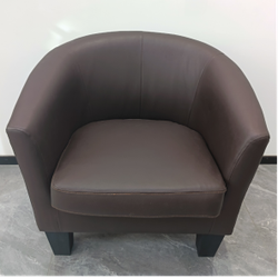 Brown Faux Leather Tub Chair