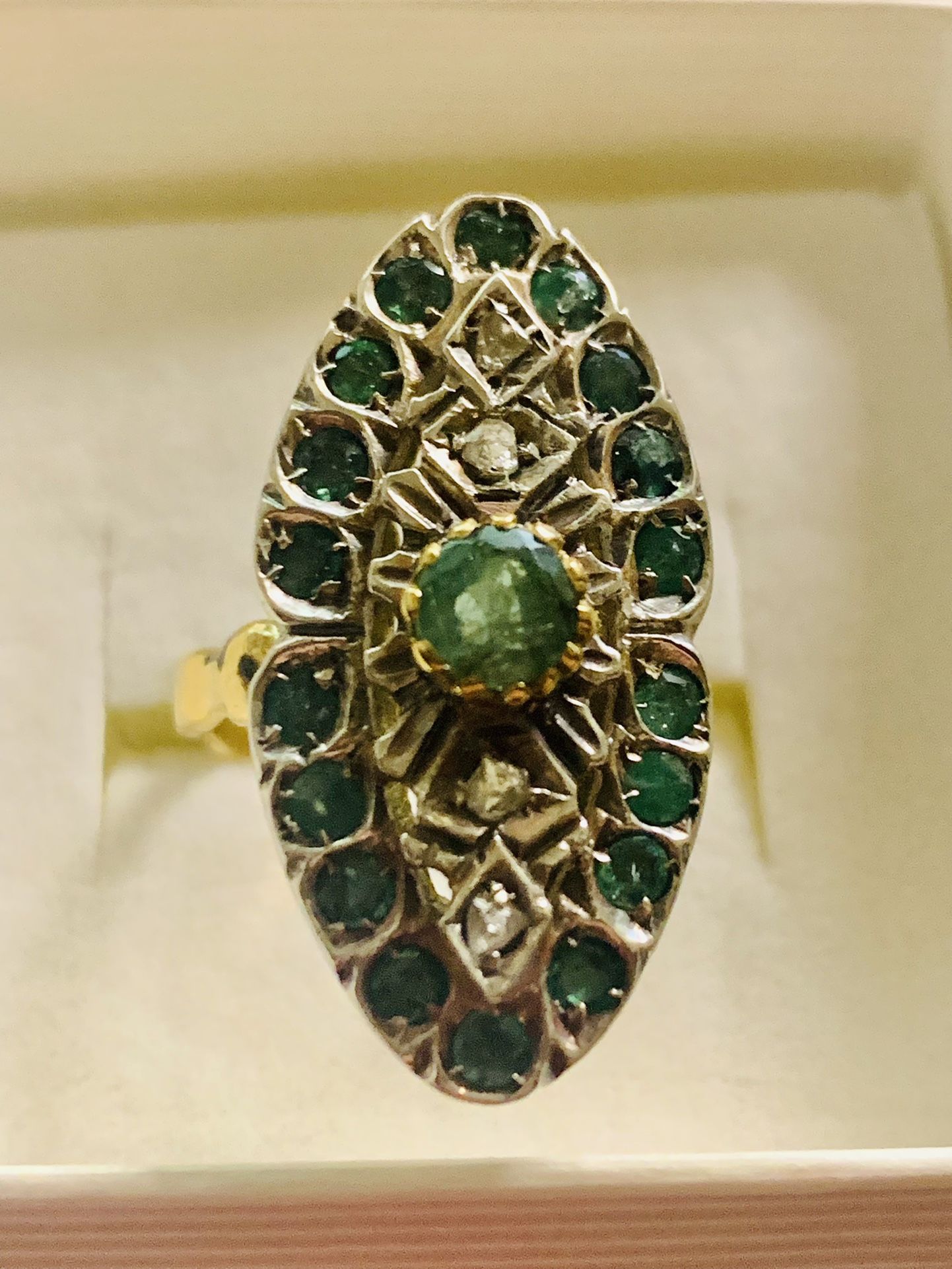 Vintage Estate Emerald And Diamonds Ring