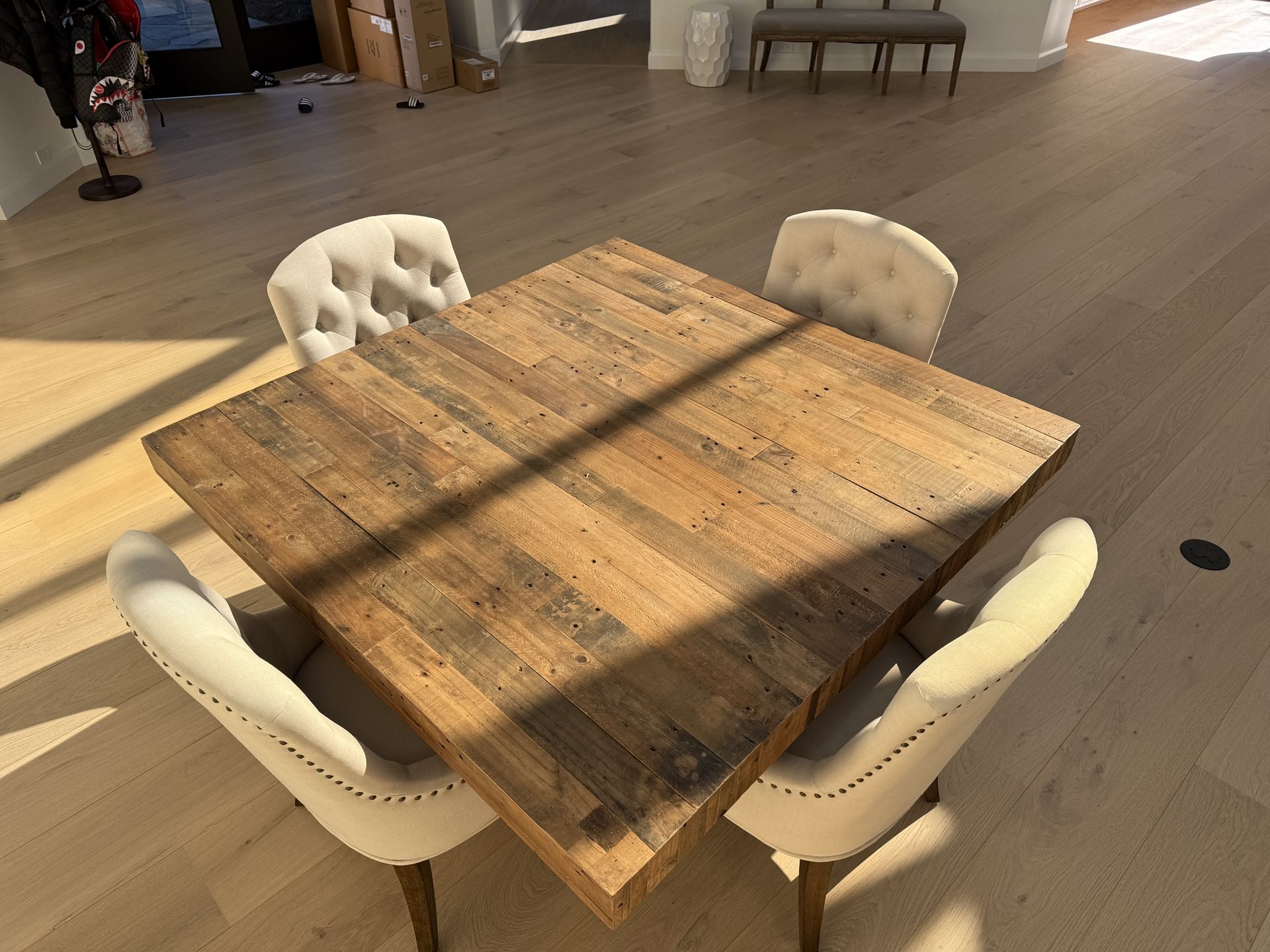Living Spaces Tahoe Rustic Wood Dining Table + Console