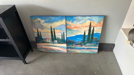Tuscan Landscape Diptych Canvas Wall Art