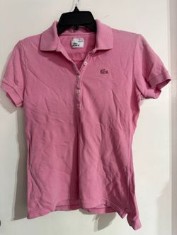 EUC Women’s Lacoste Vintage Washed Polo Shirt - Pink - size 38