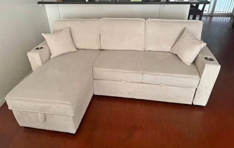 New Reversible Sleeper Sectional Couch With Storage And USB/ Free Delivery