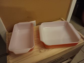 2 Fireking red casserole dishes