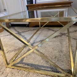 COFFEE TABLE (gold and glass) 