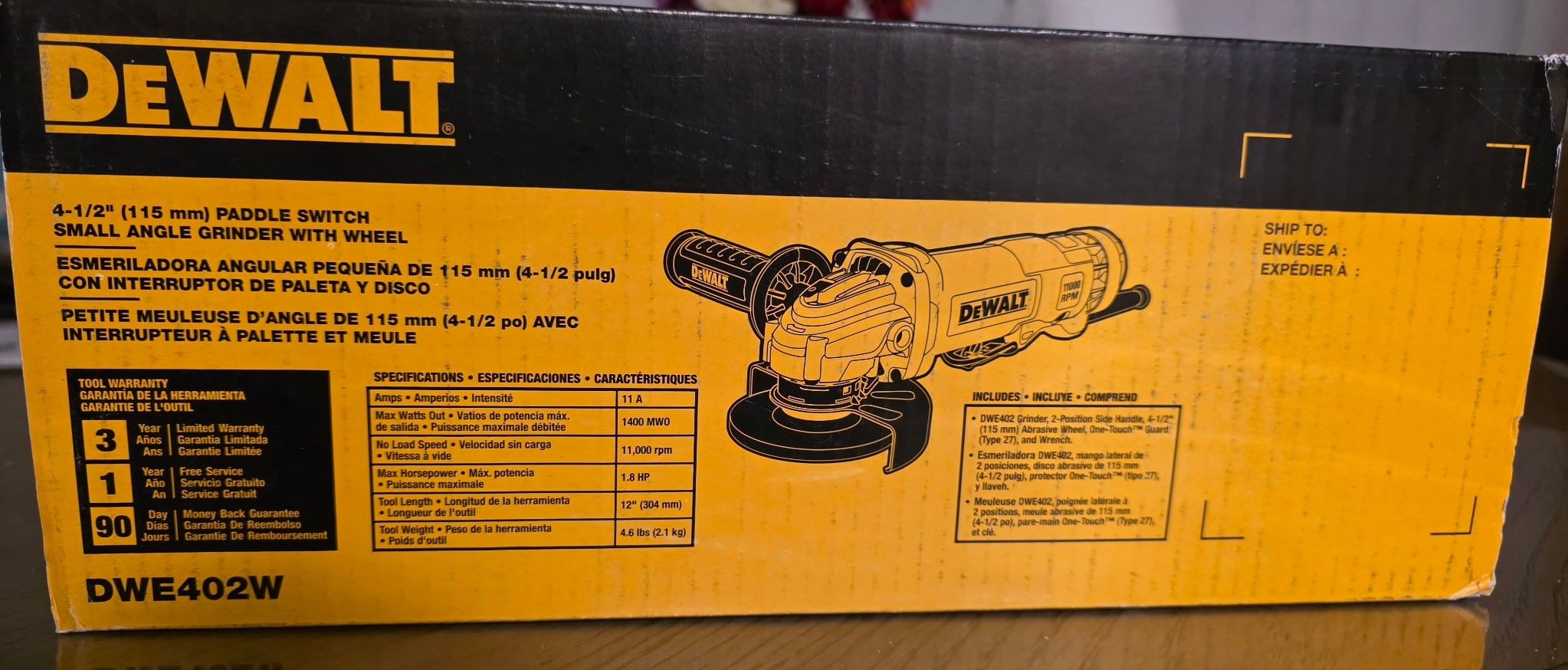 GRINDER DEWALT MOD DWE402W