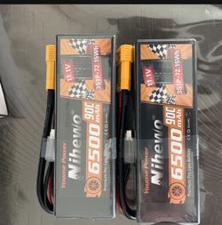 Nihewo 3S Lipo Battery 2Packs 11.1V RC Battery 6500mAh 90C Hard Case with TX Plug + Xt6 Adapter Compatible with 1/8 1/10 RC Truck Car Vehicles Truggy