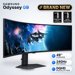 49" Samsung Odyssey G9 Series DQHD 1000R Curved Gaming Monitor – New