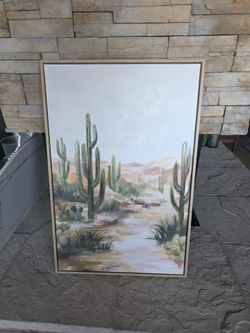 cactus wall art work 19 1/2 x 30