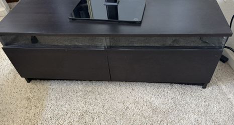 IKEA BENNO TV Stand – Black/Brown with Glass Front Drawers