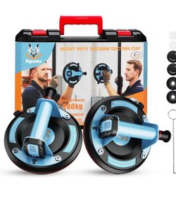 Suction Cups for Glass Lifting: 8" Tile Suction Cup Lifter with Metal Handle and Pump, 400KG Load Capacity Heavy Duty Vacuum Lifter for Lifting Large 