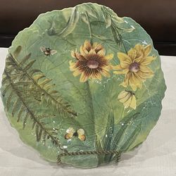 Spode Floral Haven embossed and hand-painted decorative plate. 9.25”