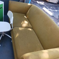 Vintage Yellow Couch , Desk With Chair