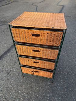 Wicker 4-Drawer Storage Unit with Metal Frame