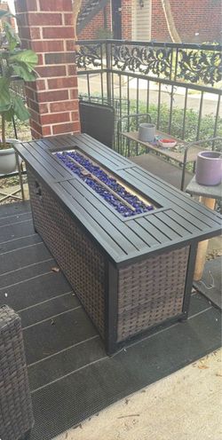 Outdoor Propane Fire Pit Table – Wicker Patio Fire Table