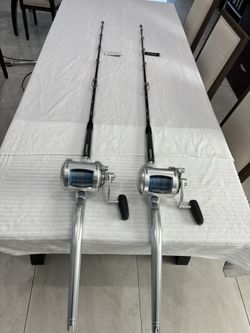Avet Pro 50EXW 50 2 Speed on New Daiwa Tanacom 40-100lb Bent But Swivel Tip Rods