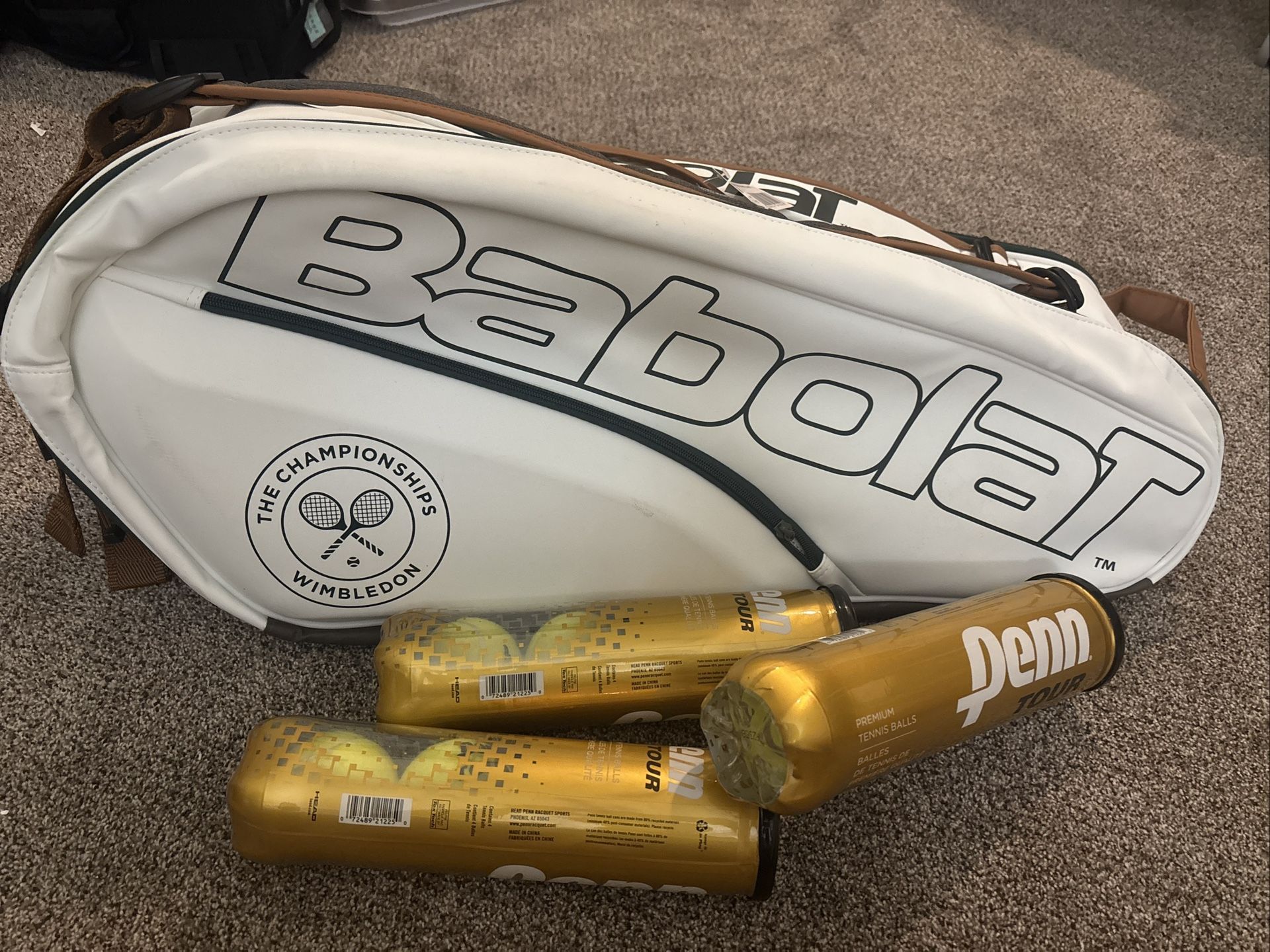 Babolat Pure Wimbledon RH 6 Tennis Bag 751218 WITH BALLS CASH ONLY 