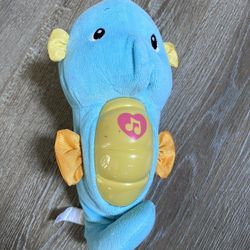 Fisher-Price Musical Baby Toy, Soothe & Glow Seahorse, Plush Sound Machine with Lights & Volume Control for Newborns, Blue