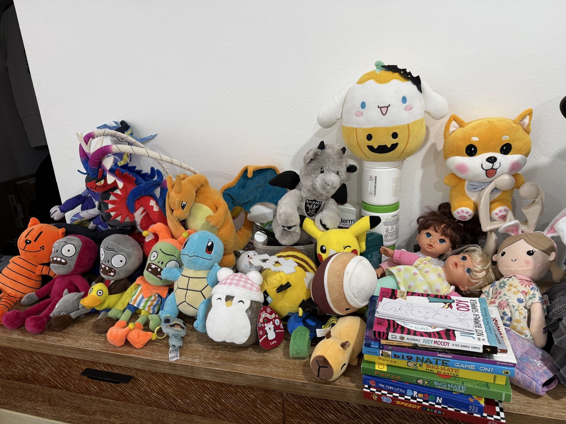 Plushies and books