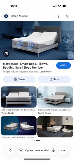 Sleep number king dual adjustable bed and mattress