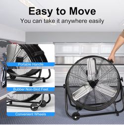 24 Inch Fan High Velocity Floor FAN With 360°Adjustable Tilt,Heavy Duty Metal Fan with 3 Speed