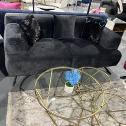 LOVESEAT DARK GRAY VELVET 70x36