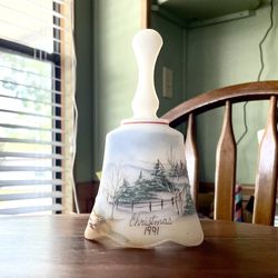 **VINTAGE** Fenton Christmas Landscape Scene - 1991 - Signed by D. Frederick