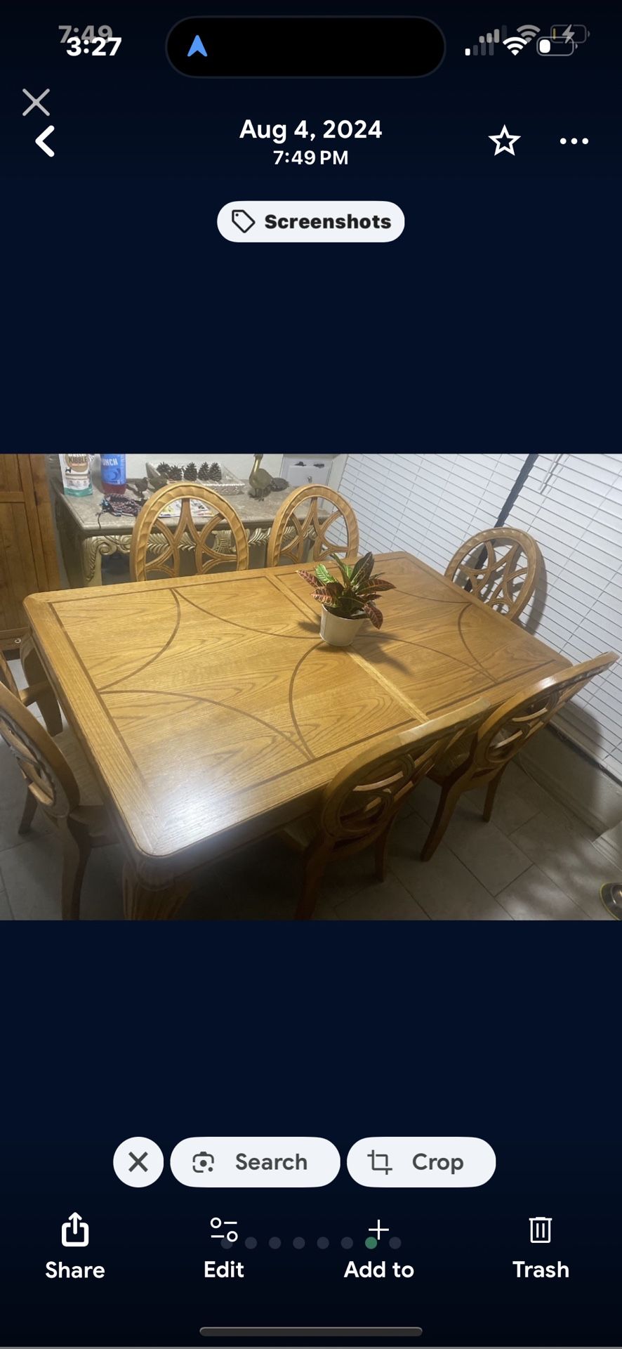 Solid Oak Wood Dining Table 6 Chairs