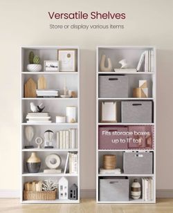 Bookshelf, 23.6 Inches Wide, 6-Tier Open Bookcase with Adjustable Storage Shelves, Floor Standing Unit, Cloud White ULBC166T14