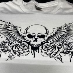 Skull, Wings & Roses Graphic Tee