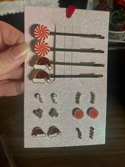 Christmas hair pins and matching earrings new