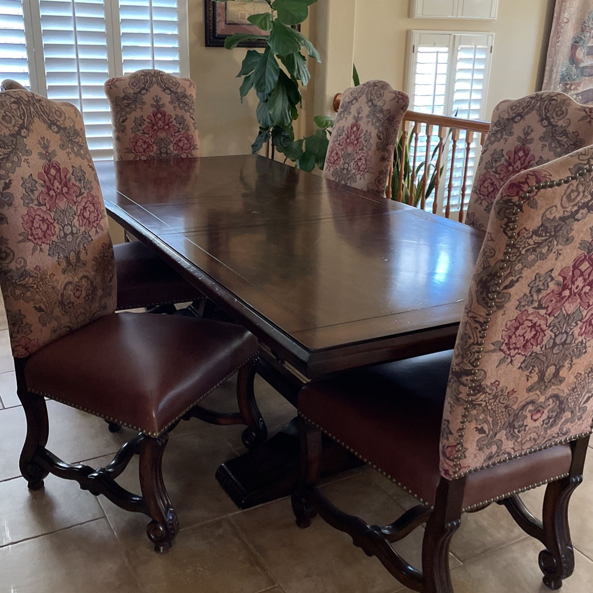 Dining Room Trestle Table And 6 Chairs