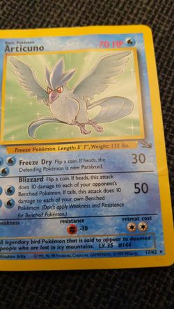 Articuno pokemon card (original series)
