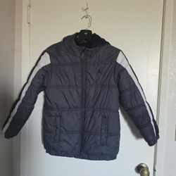 Jordan Puffer Jacket Hoodie Boys Winter Medium 10-12 Years Old Grey Black