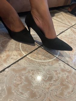 Black Suede Pointed-Toe Pumps