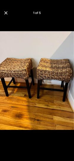 Rattan/Wicker Bar Stools(Set Of 2)