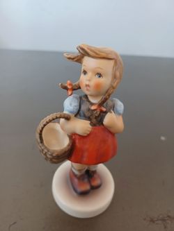 Vintage Goebel Little Girl With Basket Figurine W Germany Porcelain