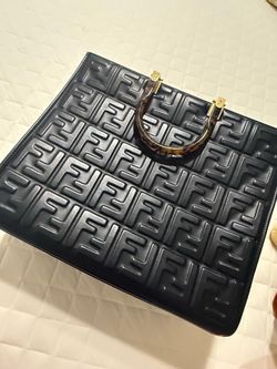 Fendi FF Embossed Leather Tote Bag