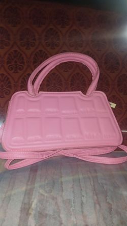 Pink chocolate bar crossbody purse