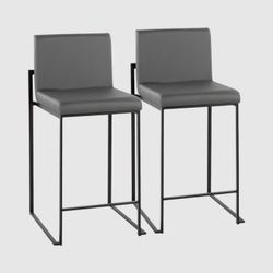 Ian Grey Performance Faux Leather High Back Counter Stools – Set of 2