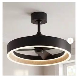 Alton 18.7 in. Black and Wood Downrod Mount Fandelier 8-Step CCT Ceiling Fan with Integrated LED with Remote Included