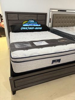 Grey bed frame only queen size