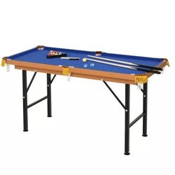 Portable Folding Billiards Table Game Pool Table  Cues, Ball, Brush, Chalk