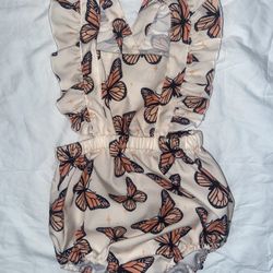 Butterfly Crisscross Ruffle Bodysuit