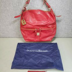 2 Dooney & Bourke Designer Dillon Red Leather Large Shoulder Bag Purse & Wallet Lot Bundle