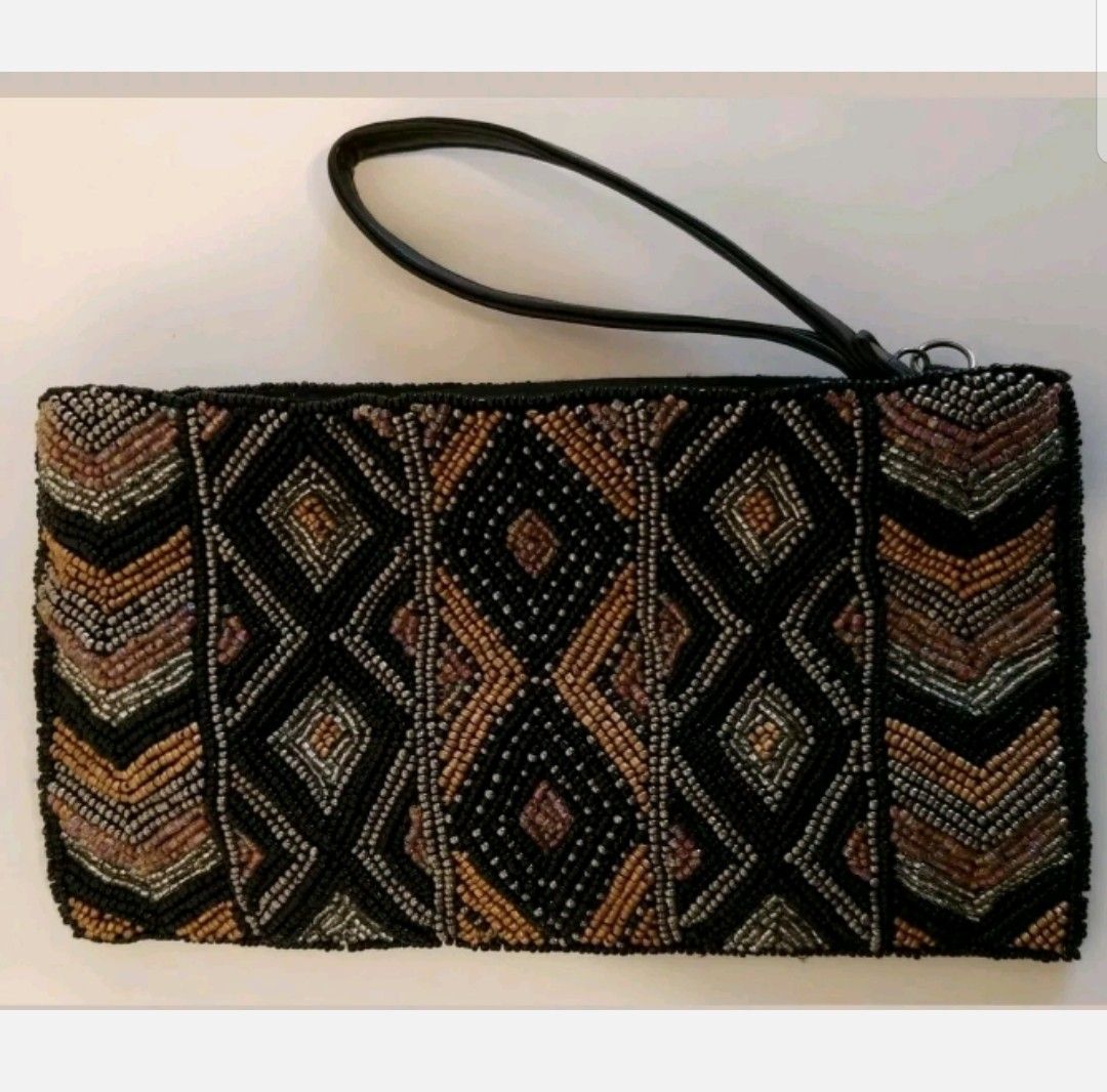 Vintage Cross Body Clutch Colored Beaded  Women's Pocketbook