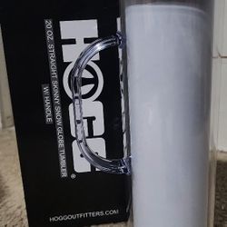 HOGG OUTFITTERS 20oz Straight Skinny Stainless Steel Snowglobe Tumbler W/handle. 