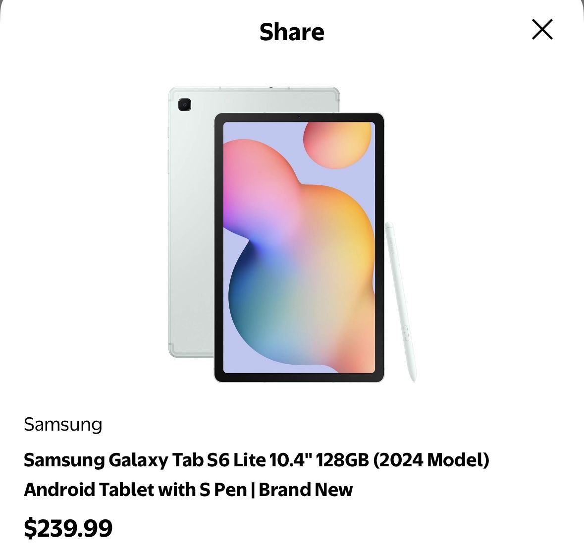 Samsung S6 Tablet Lite With Pen