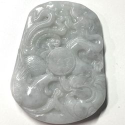 Wedding Jade Jadeite Dragon Phoenix Pendant Necklace