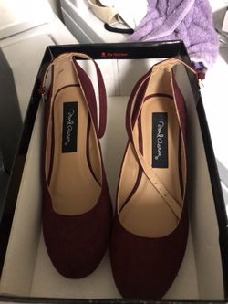 Burgundy as 7 chunky block heels never worn