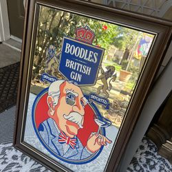 Vintage Boodles British Gin Mirror Sign Ideal For Man Cave